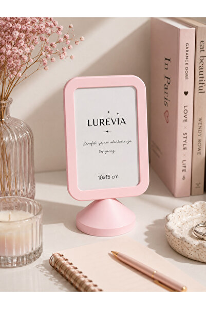 LUREVIA 10x15 cm Pembe Masaüstü Fotoğraf Çerçevesi ABS Plastik Polistiren Kor...