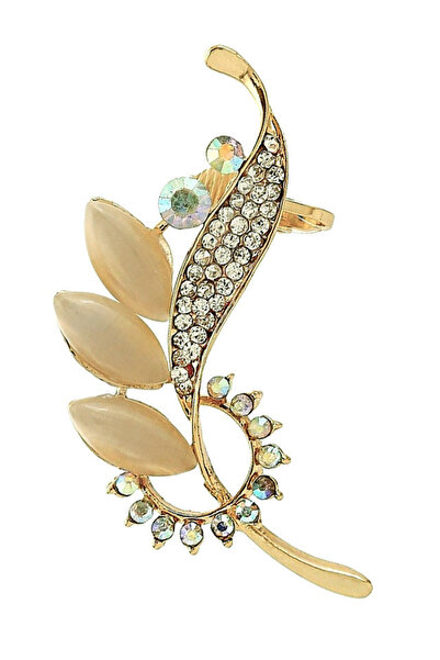 VeeShop Εντυπωσιακό σκουλαρίκι ear cuff, με μακρόστενους αδιαφανείς λευκούς κ...