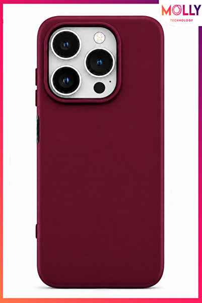 Molly iPhone 14 PRO İçin Vişne Çürüğü Liquid İçi Kadife Mat Silikon Kılıf
