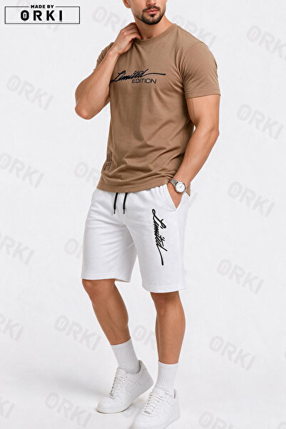 EFFRENATU Limited Edition Printed Cotton Fabric Unisex T-Shirt-White Shorts Set