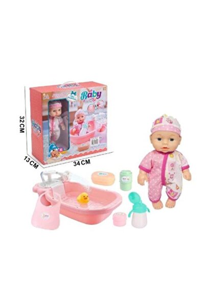 Baby Bath Tub Play Set with Doll and Accessories for Kids Pretend Play