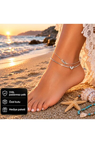HER ŞEY NOTA www.herseynota.com 316L Stainless Steel Double Row Heart Love De...