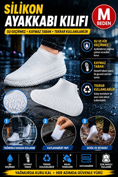 Hane Dostu Silikon Ayakkabı Kılıfı Kaymaz Su ve Kir Geçirmez Tekrar Kullanıla...