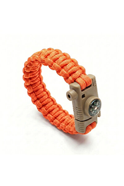 Alpin Paracord 550 Portakal Rengi Survival Bileklik Toprak Rengi Klips – Ente...