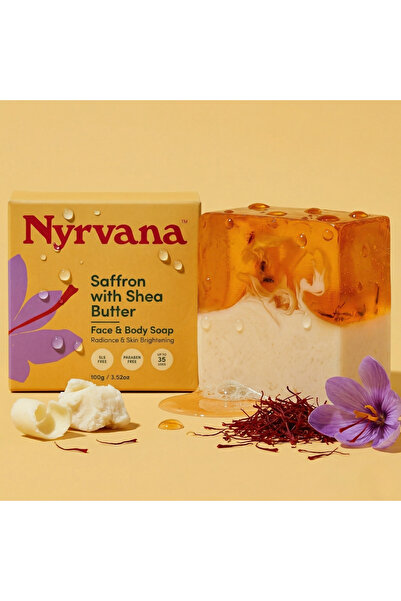 Nyrvana Saffron & Shea Butter Soap 100g – Natural Skin Brightening Bath Bar f...