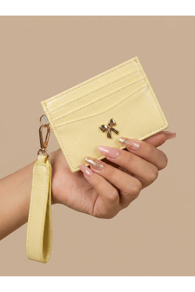Çanta Trend 7-Compartment Women's Shiny Faux Leather Card Holder with Bow Det...