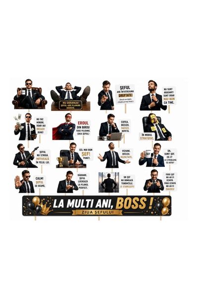 DecoParty Set de decorațiuni pentru tort – Tematică Ziua Șefului, 17 piese, C...
