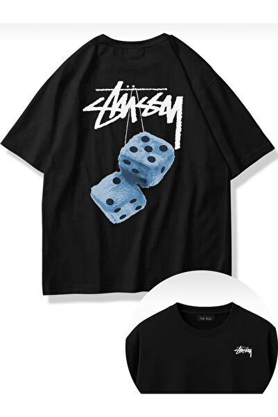 SAUDI Stüssy printed Men and Women's 100% Cotton T-Shirt - Oversized Crew Nec...