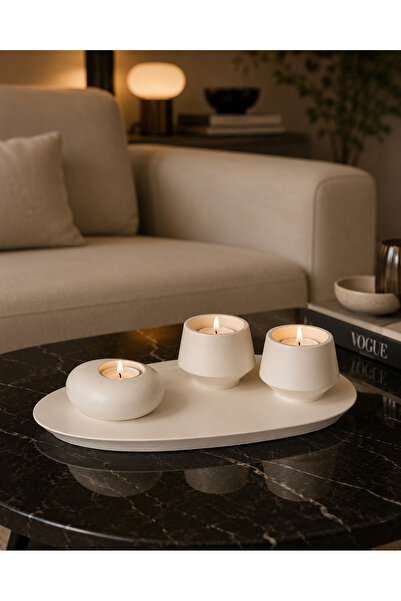 YAFFY HOME DESİGN LUMA ZEN 3'lü Mumluk Seti