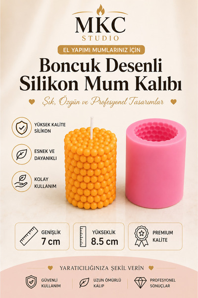 MKC STUDIO Boncuk Desenli Silikon Mum Kalıbı – Bubble Mum Kalıbı 8,5 cm – El ...