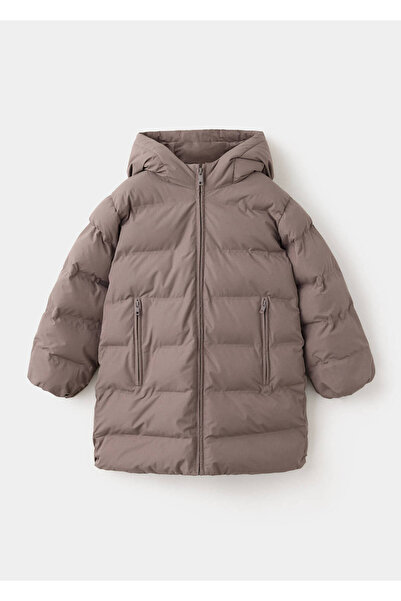 MANGO Kids Kapüşonlu uzun kapitone anorak