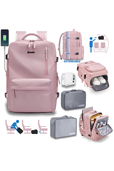 Quasar & Co. Rucsac de voiaj, bagaj de mână pentru avion extensibil 43x30x20-...
