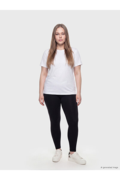 LC Waikiki Vizyon New Season Black Plus Size Women's Leggings with Elastic Waist