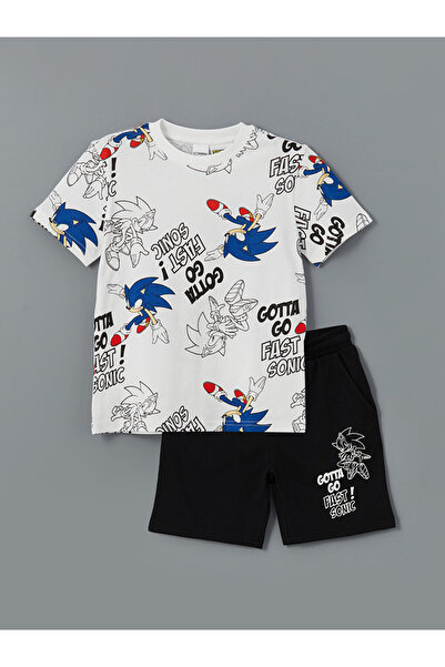 LC Waikiki Crew Neck Sonic Printed Boys' T-Shirt and Shorts
