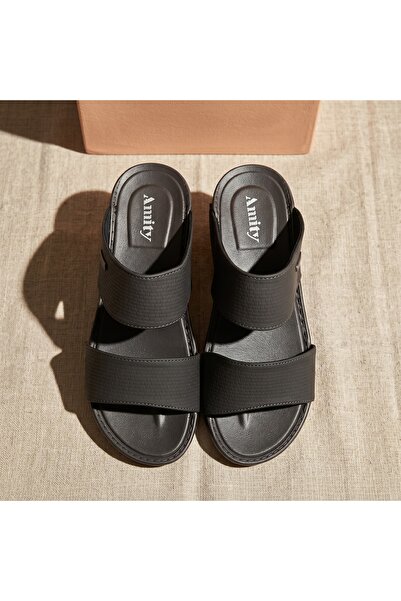 Lucky Steps Men's PU Leather Slide Sandals Non-Slip Thick Sole Cushioned Foot...