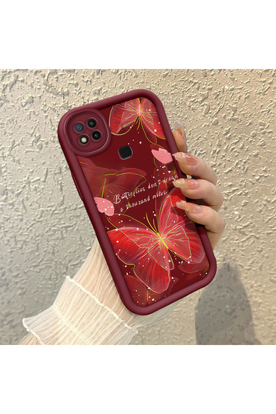 SLIMFELT Redmi 9C/10A Uyumlu Yüksek Kaliteli Kelebek Desenli Silikon Kılıf Da...