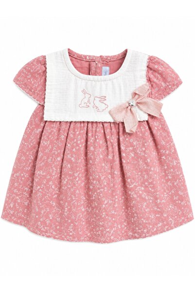 Babyhola Baby Girl Muslin Short Sleeve Summer Dress 15233