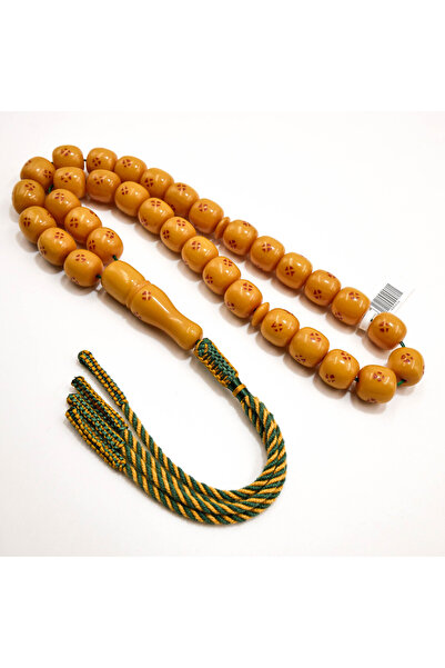 Generic Muski Afghani Rosary 33 Beads 14mm Honey Gold Pattern Prayer Beads Ta...