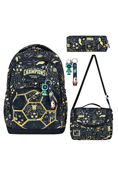 Denokids Football Boys' Primary School 4-Piece Bag Set - Backpack, Lunch Bag,...