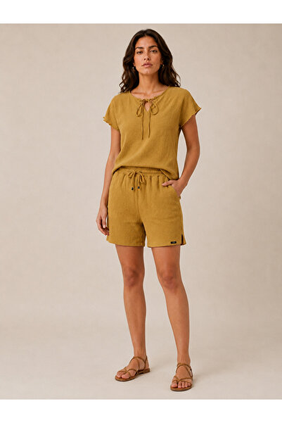just wear zt Women's Tie-Detail Blouse Shorts Set