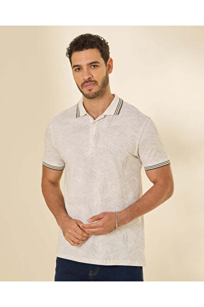 REDTAG Men White Printed Polo Shirt