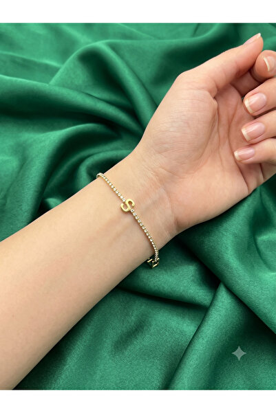 BİJU YILMAZ Steel Letter Bracelet with Stones