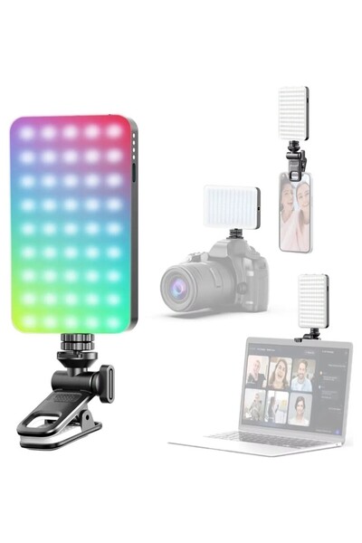EN SİGA RGB 129 LED Çekim Işığı 3000 mAh Şarjlı 360° Ayarlı Klipsli