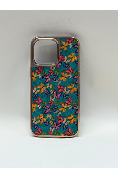 EFCASE iPhone 15 Pro Max Tuval Kılıf - Egzotik Lotus Desenli Sanatsal Koruyucu