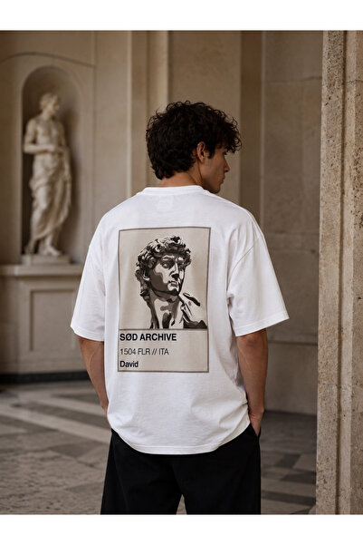 DAVUT HEYKELI SIRT BASKILI OVERSIZE T-SHIRT