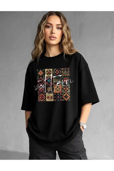 ONLY QUALİTY Women's 100% Cotton Smoked Oversize Salas Boyfriend Women's T-Shirt