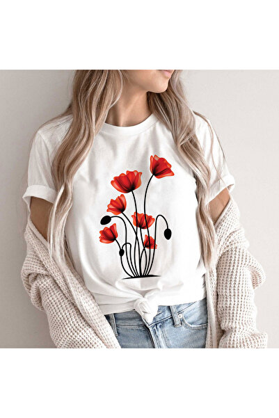 Orielle Tricou cu flori roșii