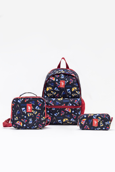 U.S. Polo Assn. Plcan26001 مجموعة حقائب مدرسية ابتدائية مكونة من 3 قطع، حقيبة...