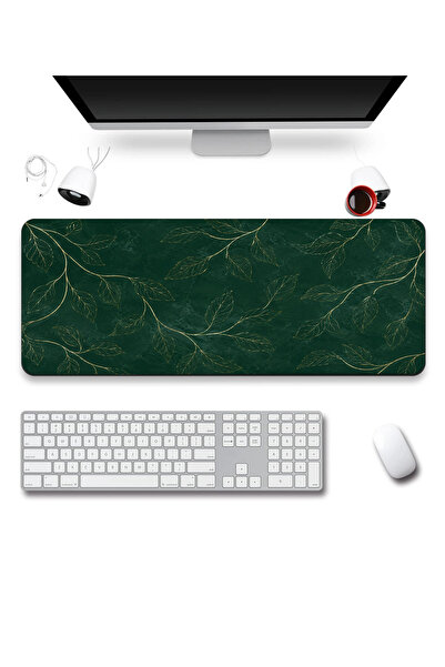 SonicTouch Mousepad pentru tastatură 40x90cm Frunze aurii, fără cusături, net...