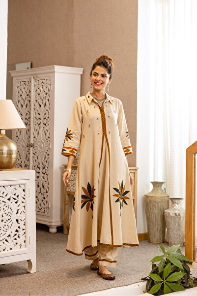 PRIYA'S PANACHE Cotton Flex Embroidered Co-ord Set for Women | 2 Piece Kurta ...