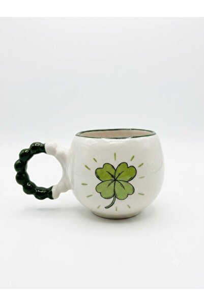 PALTO TASARIM Yonca Handmade Cream Glossy Puff Mug - Handcrafted Gift Mug