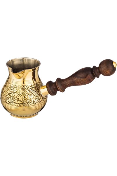 Dania إبريق قهوة تركي نحاسي، لون ذهبي، شكل بيضاوي، حجم 9 سم، سعة كوبين، تصميم...