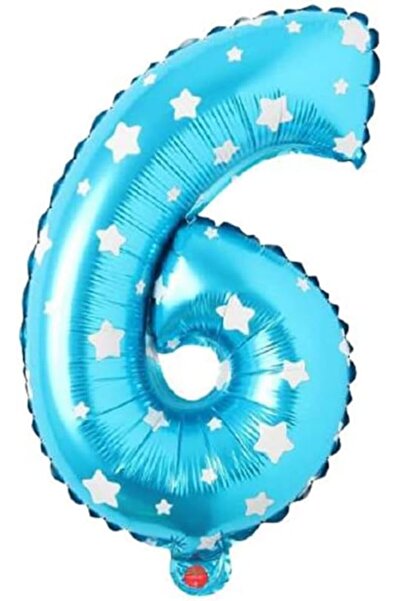 Yıldızan 6 Number 16 Inch Blue Star Foil Balloons 36 cm (Blue) 931845
