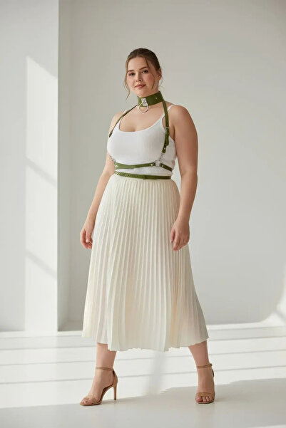 Angels Passion Plus Size Khaki Women's Belt Corset Style with Ring Detail