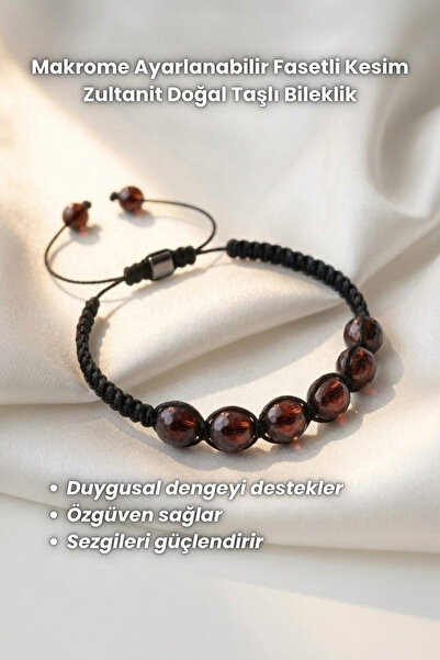 Elifsu Jewelry Macrame Adjustable Faceted Cut Natural Stone Bracelet His Ston...