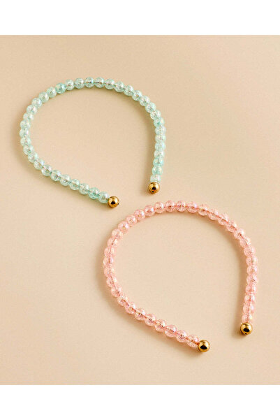 REDTAG Girls Mint And Pink Pearl Headband Set 2 Pieces