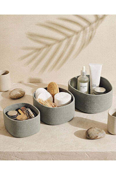 REDTAG Grey 3 Piece Rope Storage Basket Set