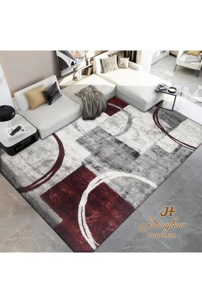 CumparaMisim Covor 100x200cm pentru Dormitor si Living, Gri - Rosu