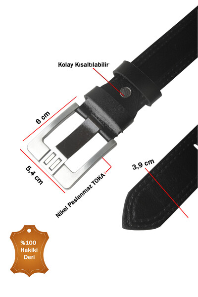 DeepSEA Black 100% Genuine Leather Men's Belt – Thick-Strapped Easy-To-Shorte...