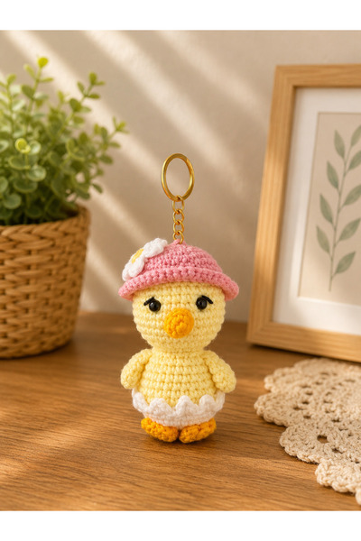Genel Markalar Amigurumi Örgü civciv Anahtarlık Sevimli Çanta Aksesuarı Hediy...