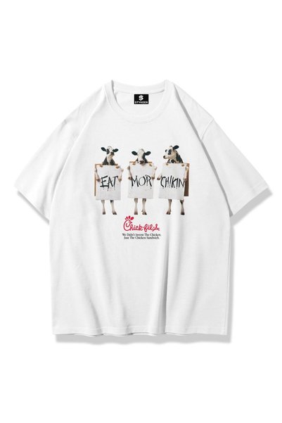 STYKEER Unisex Oversized T-Shirt "Mööö" Loose Fit Oversized White T-Shirt