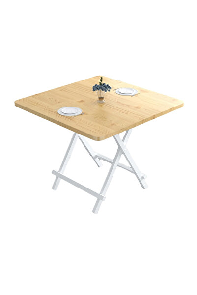 Generic Brand Compact Folding Dining Table with Wooden Top and Metal Frame – ...