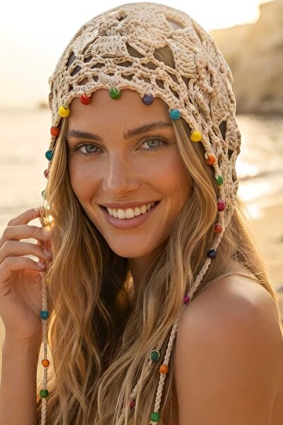 Uniquetrenders Women's Bohemian Beaded Knitted Bandana Beanie Colorful Beaded...