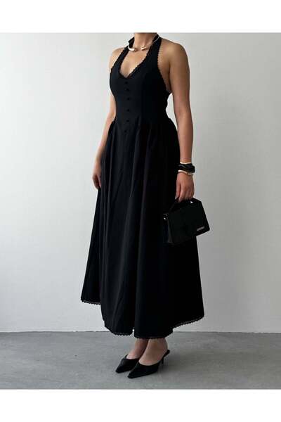 conconmoda Nora Halter Yaka Poplin Elbise