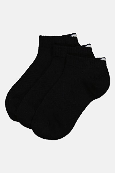 Anta Kids Boy 3 Pairs Brand Logo Crew Socks, Black