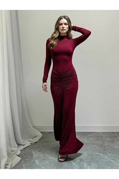 Styli Red Ruched Bodycon Maxi Dress